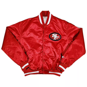 nfl san francisco 49ers varsity jacket red front