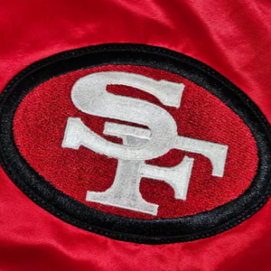nfl san francisco 49ers varsity jacket red logo