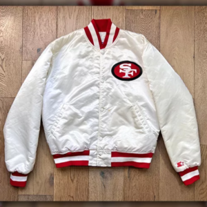 nfl san francisco 49ers varsity jacket white