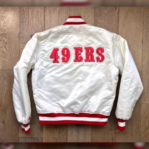 nfl san francisco 49ers varsity jacket white back