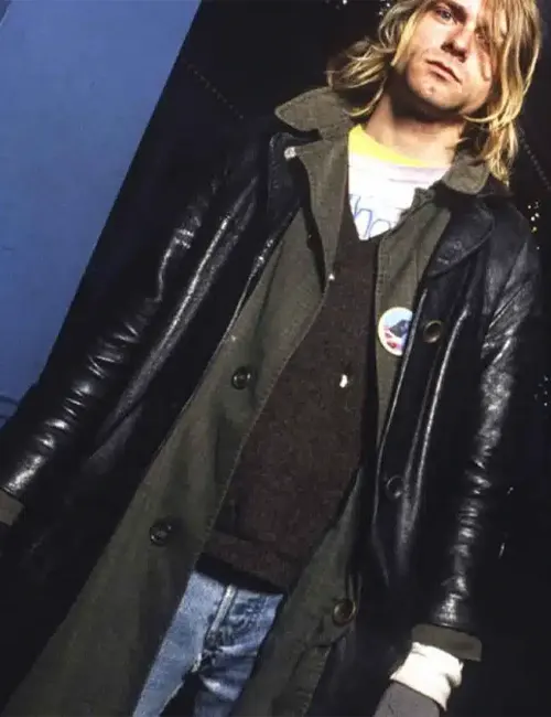 Buy American Singer Kurt Cobain Men Black Leather Coat For Sale Men And Women