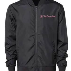 Black The Overs Club Bomber Satin Jacket