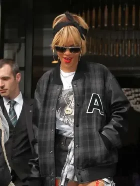 Buy American Singer Rihanna in London 2012 Black Varsity Jacket For Sale Men And Women