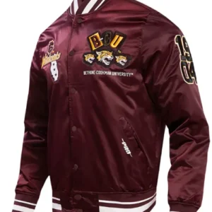 Buy Bethune Cookman University Homecoming Rib Full Snap Satin Jacket For Sale Men And Women