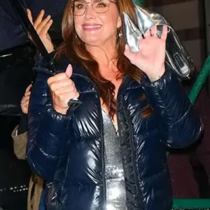 Buy Brooke Shields Watch What Happens Live with Andy Cohen Show Blue Puffer Jacket For Sale Men And Women