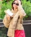 Buy Emily Ratajkowski Cream Puffer jacket For Sale Men And Women