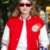 Buy Gigi Hadid Red And White Varsity Jacket