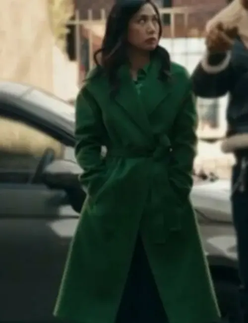 Buy Melody Bayani The Equalizer S04 Liza Lapira Green Belted Long Coat For Sale Men And Women