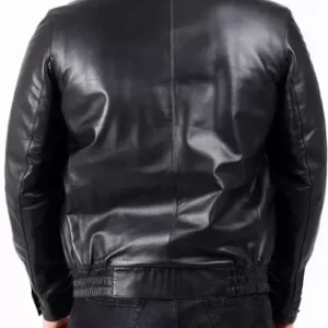 Buy Men And Women Men Black Shiny Fitted Style Real Leather Jacket For Sale 