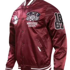 Buy Men And Women Morehouse College Homecoming Rib Maroon Full Snap Satin Jacket 