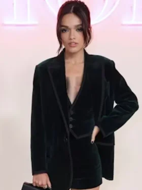 Buy Men And Women Rachel Zegler Dior Pre Fall 2024 Green Velvet Blazer For Sale