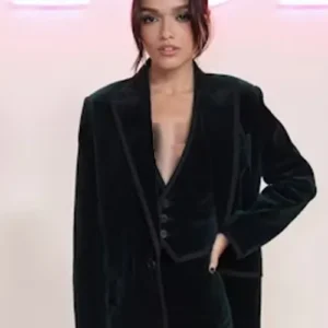 Buy Men And Women Rachel Zegler Dior Pre Fall 2024 Green Velvet Blazer For Sale