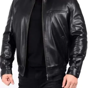 Buy Men Black Shiny Fitted Style Real Leather Jacket For Sale Men And Women