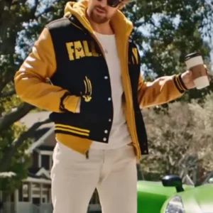 Buy Ryan Gosling The Fall Guy Yellow and Black Varsity Jacket