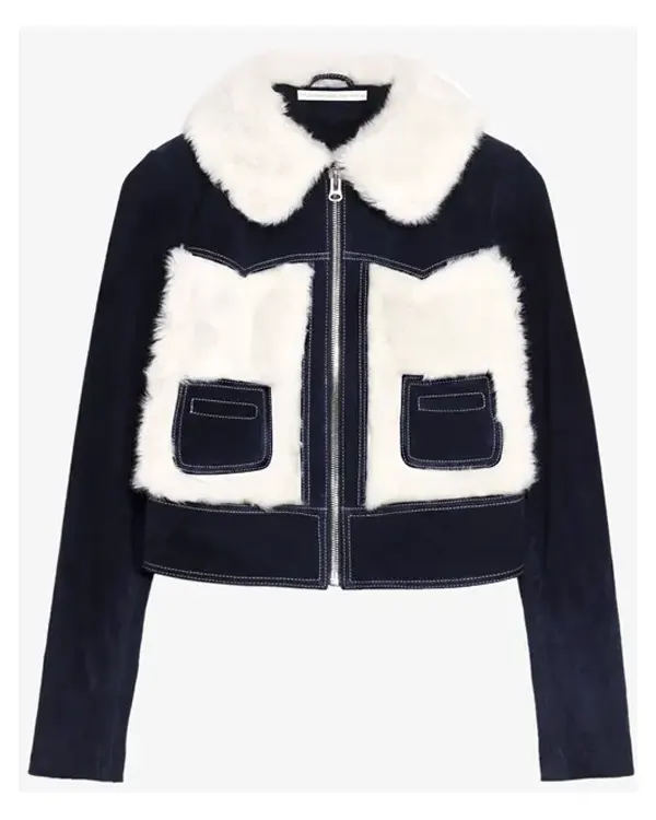 Buy Selena Gomez Fur Leather Jacket