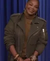 Buy The Tonight Show Starring Jimmy Fallon 2024 Janet Jackson Green Biker Jacket For Sale Men And Women
