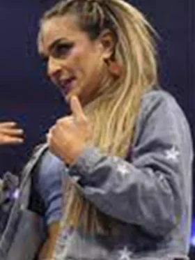 Buy Thunder Rosa AEW Dynamite 2024 Melissa Cervantes Embroidered Blue Denim Jacket For Sale Men And Women