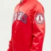 Buy Wordmark Los Angeles Angels Red Full-Snap Satin Jacket for Sale Men and Women site