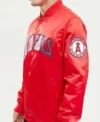 Buy Wordmark Los Angeles Angels Red Full Snap Satin Jacket for Sale Men and Women site