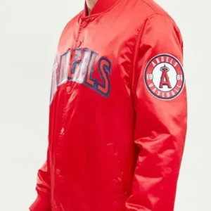 Buy Wordmark Los Angeles Angels Red Full Snap Satin Jacket for Sale Men and Women site