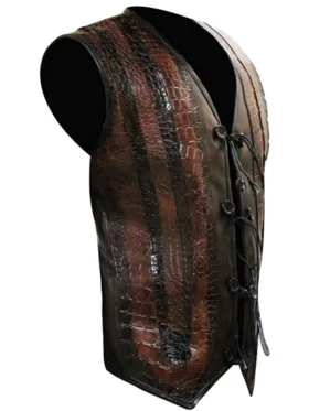 Crocodile Dundee Paul Hogan Brown Leather Jacket left