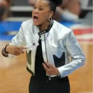 Dawn Staley NCAA 2024 Silver Cropped Jacket 1