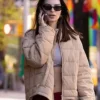 Emily Ratajkowski Cream Puffer Jacket