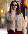 Emily Ratajkowski Cream Puffer Jacket