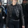 Gigi Hadid Black Studded Real Leather Jacket