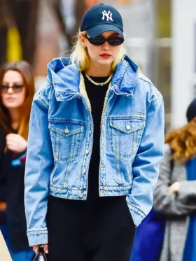 Gigi Hadid Blue Hooded Denim Jacket