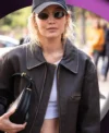Gigi Hadid Brown Real Leather Jacket