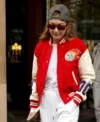 Gigi Hadid Red And White Varsity Jacket