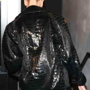 Hailey Bieber Paris Fashion Week Leather Jacket