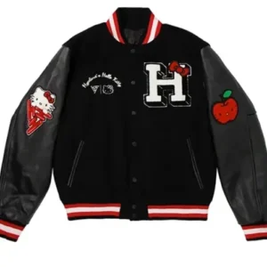 Hello Kitty Apples H Black Varsity Jacket On Sale
