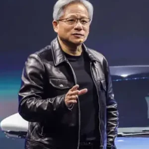 Jensen Huang Leather Black Jacket