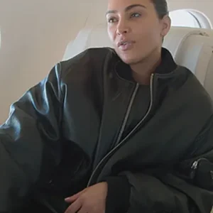 Kim Kardashian the Kardashians Black Bomber Leather Jacket