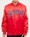 LA Angels Wordmark Red Satin Jacket