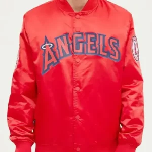 LA Angels Wordmark Red Satin Jacket