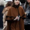 Lily Collins Emily In Paris S04 Brown Cape Coat