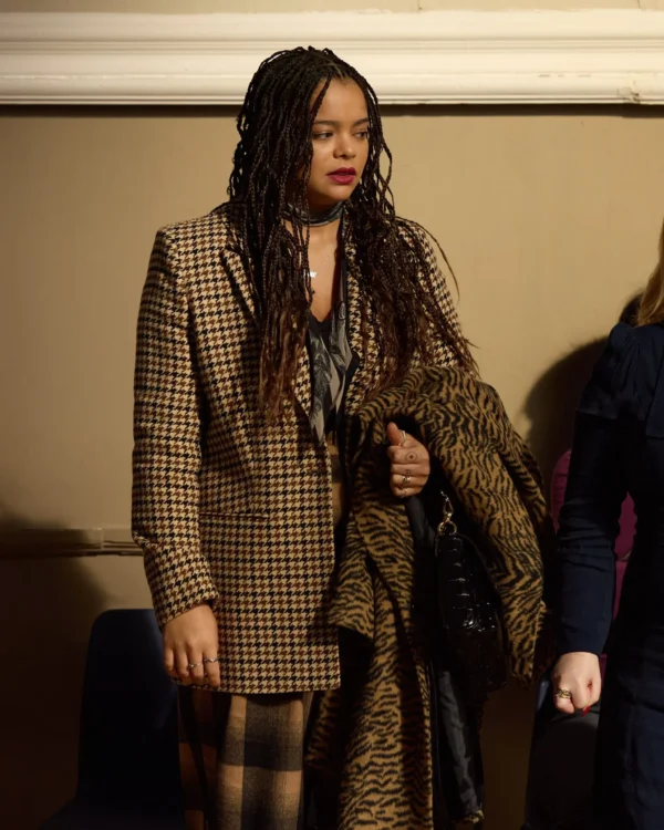 Lydia West Big Mood Houndstooth Tweed Coat scaled