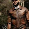 Mem­phis De­pay Brown Leather Jacket