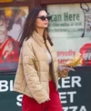 Men And Women Emily Ratajkowski Cream Puffer jacket For Sale