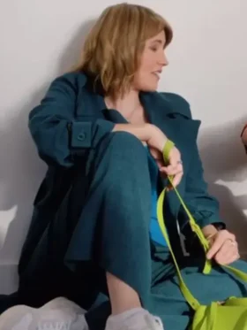 My Life is Murders S04 Lucy Lawless Teal Trench Coat For Sale