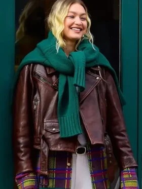 NYC Gigi Hadid Brown Leather Jacket