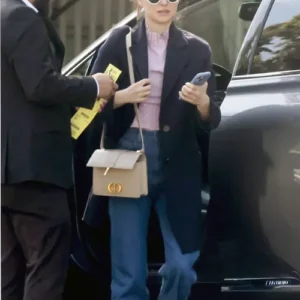 Natalie Portman Black Wool Coat