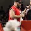 New Heights Live Show 2024 Jason Kelce Red Vest