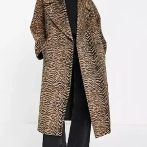 Nicola Coughlan Big Mood Tiger Print Long Coat On Sale