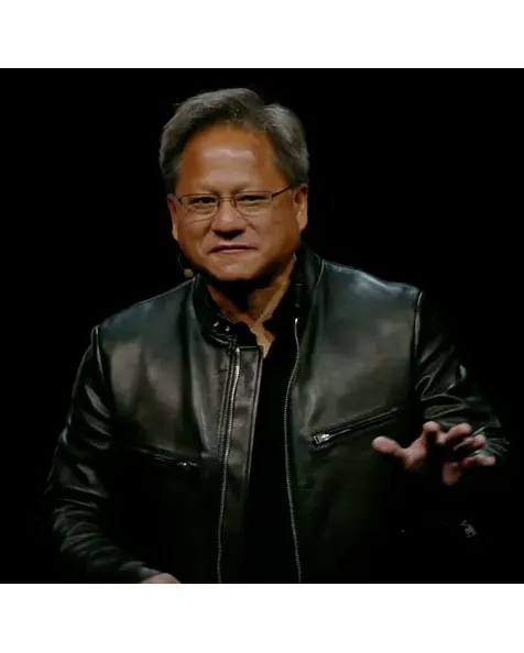 Nvidia CEO Jensen Huang Black Leather Jacket