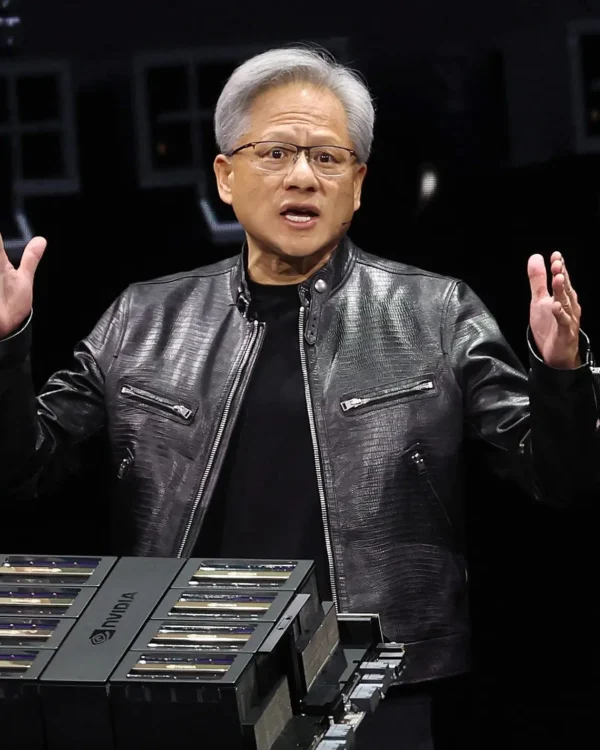 Nvidia Jensen Huang Black Leather Jacket
