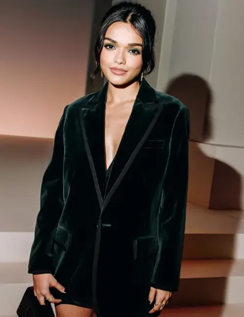 Rachel Zegler Dior Pre-Fall 2024 Green Velvet Blazer